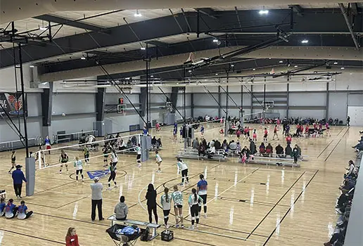 Volleyball tournaments on gym courts